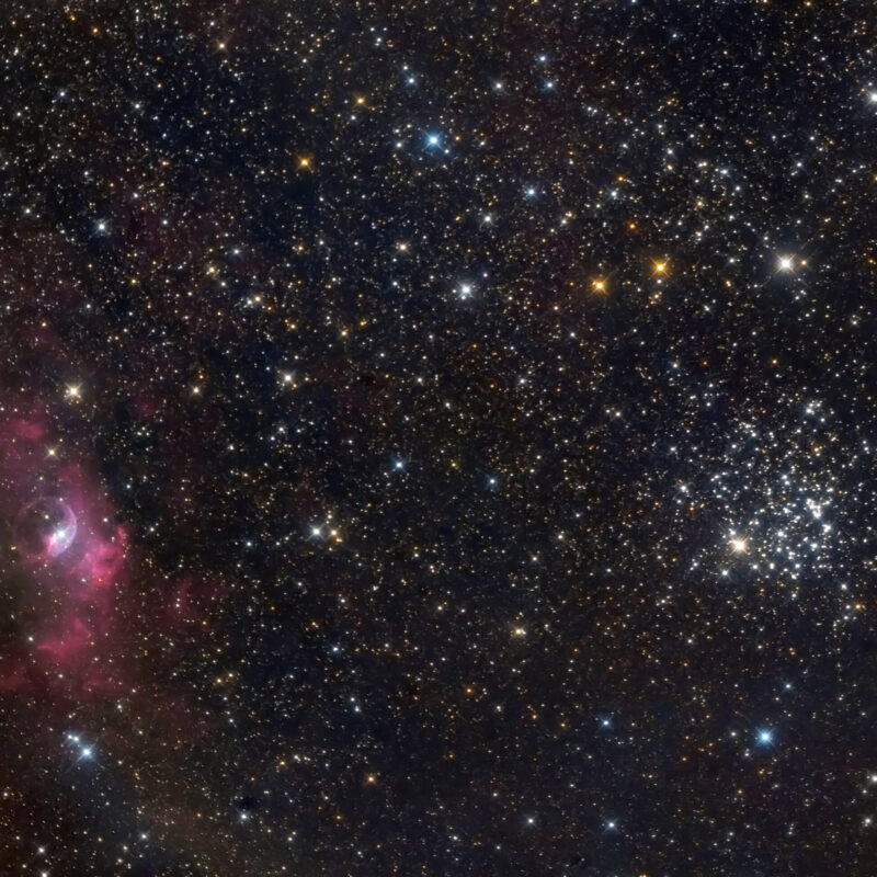 Emissionsnebel Sternbild Kassiopeia, Helligkeit 11,0 mag, Entfernung ca. 7100 Lj
