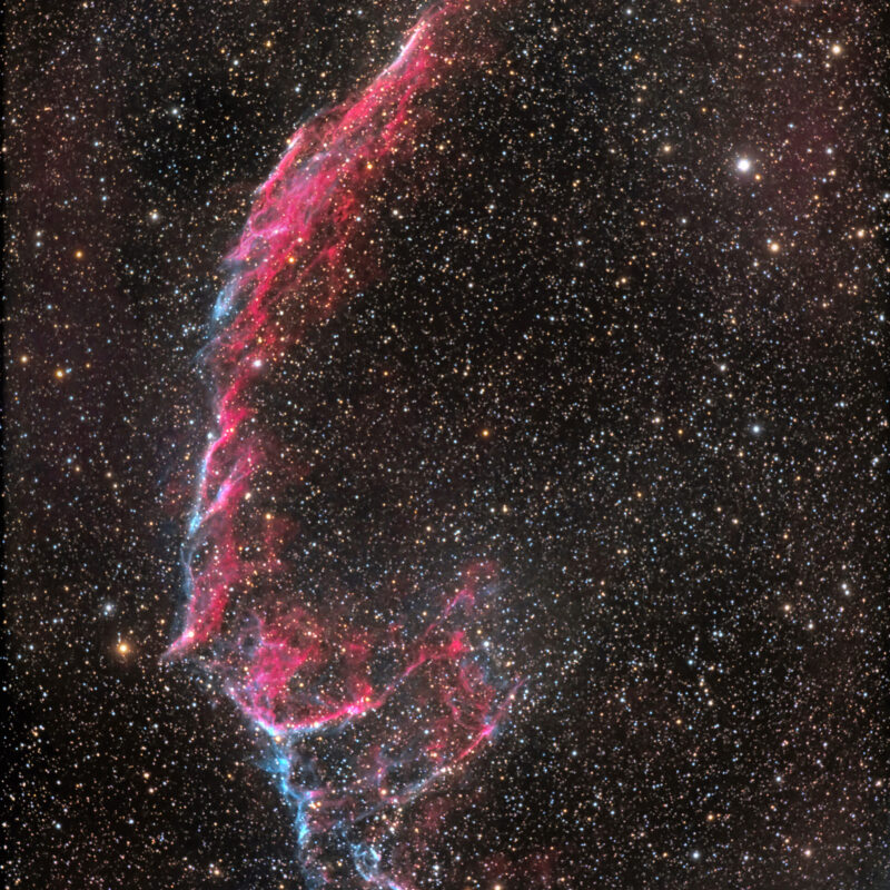NGC 6992, Teil des Schleiernebels SNR Sternbild Schwan (Cygnus), Helligkeit 7,0 mag, Entfernung ca.2600 Lj